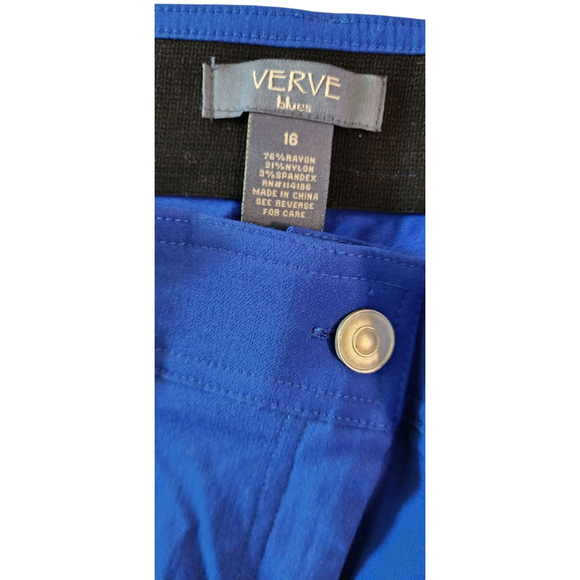 Verve Blues Capri Stretch Elastic Waist Pants Leg Cut-outs Blue Women's 16 - Picture 9 of 12